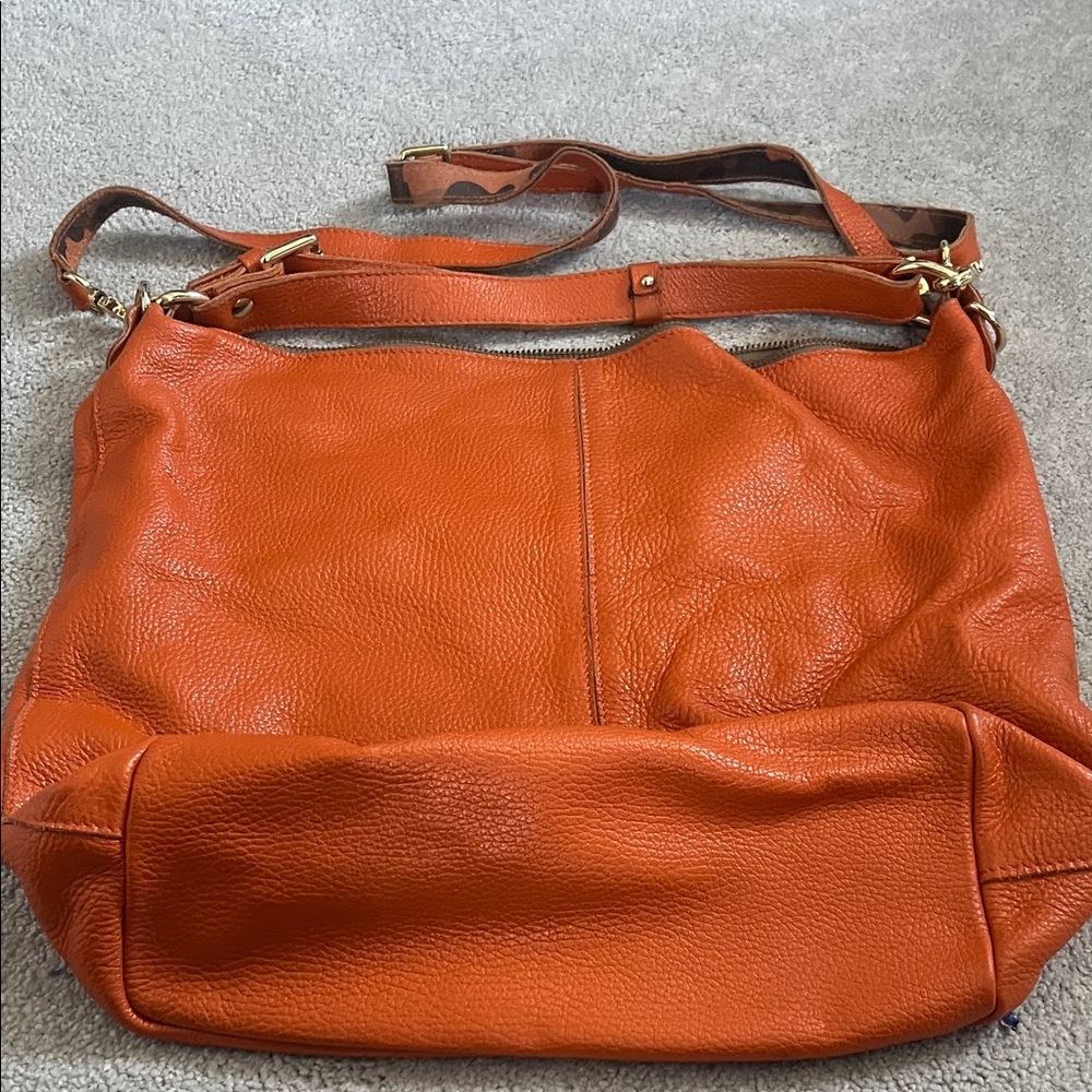 Gianni Notaro Orange genuine Leather Shoulder Bag with adjustable strap